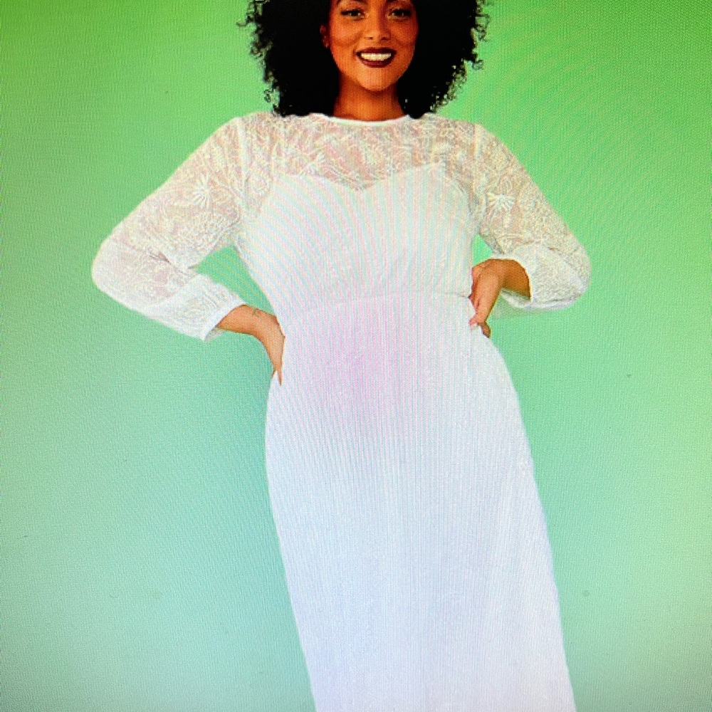 NWT ModCloth XL “Just the beginning” White Lace Maxi Wedding Bridal Dress